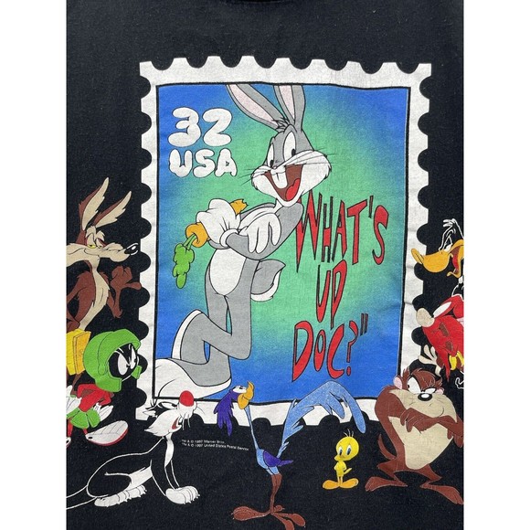 Vintage 90s Looney Tunes Warner Bros Cast Characters Graphic TShirt S/M - Picture 4 of 7